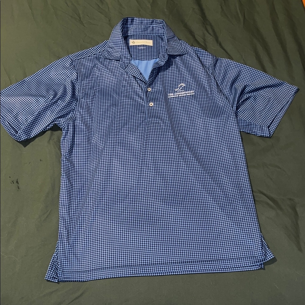 Blue Gingham Men's Polo Shirt